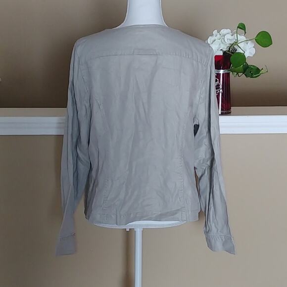 Lane Bryant Gold Shimmer Thread Lightweight Tan Jacket Sz. 14 - Picture 2 of 4